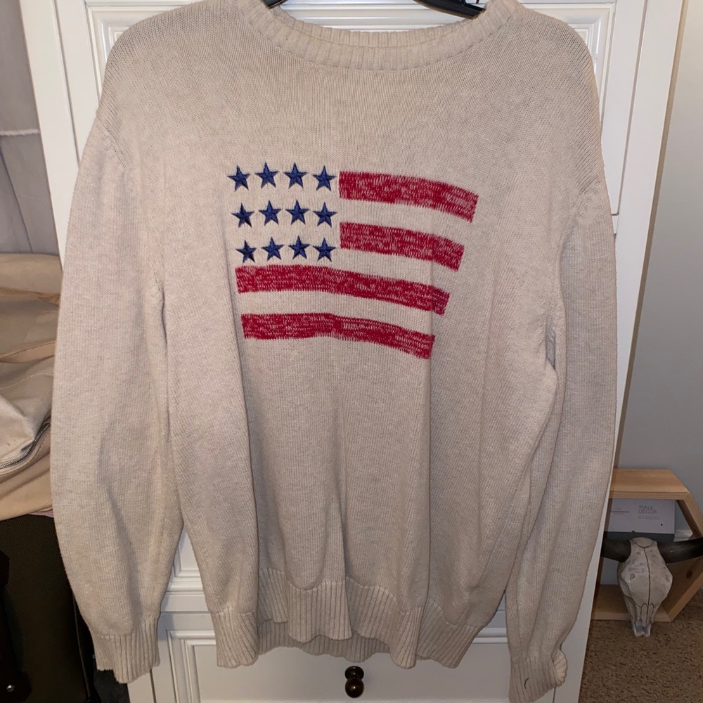 cream American flag sweater